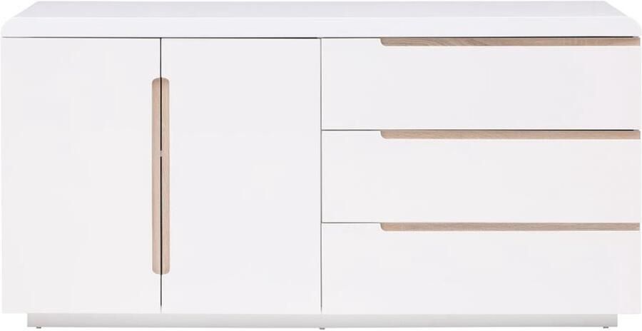 Vente-unique Buffetkast met 2 deurtjes en 3 lades Wit en naturel NURINI L 160 cm x H 80 cm x D 39.6 cm - Foto 2