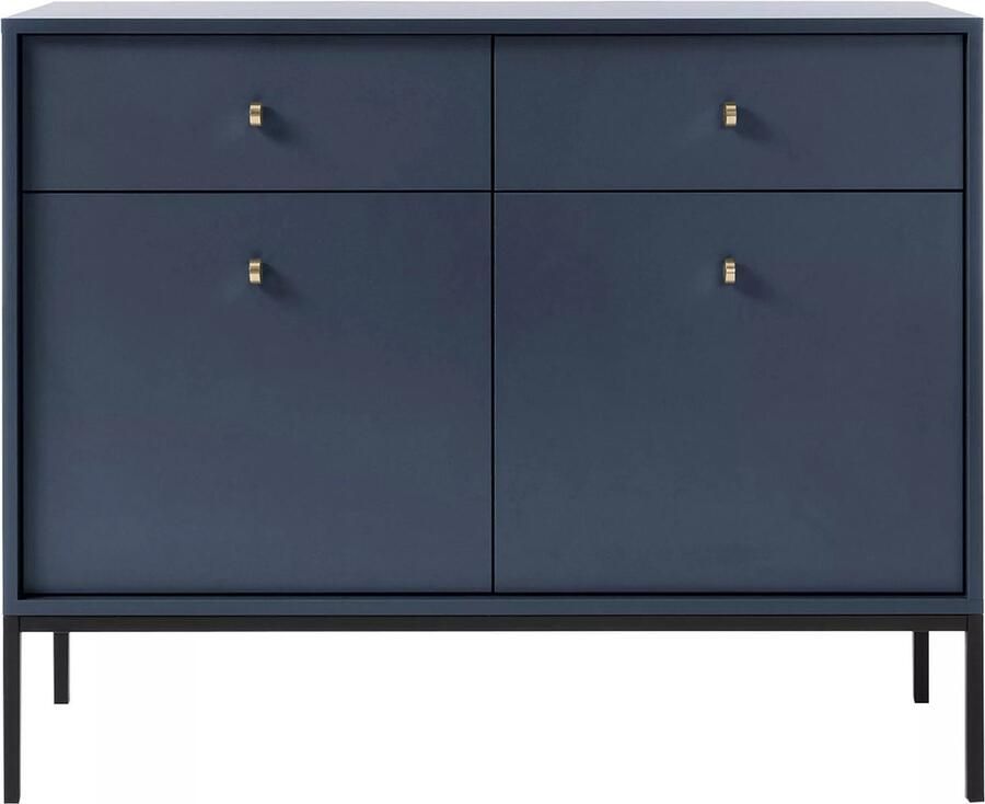 Vente-unique Buffetkast met 2 laden en 2 deuren Blauw BOGDAN L 103.5 cm x H 83.2 cm x D 39 cm - Foto 2