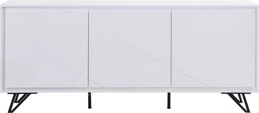 Vente-unique Buffetkast met 3 deuren met ledverlichting van mdf Wit gelakt SALIANO L 180 cm x H 77 cm x D 40 cm - Foto 2
