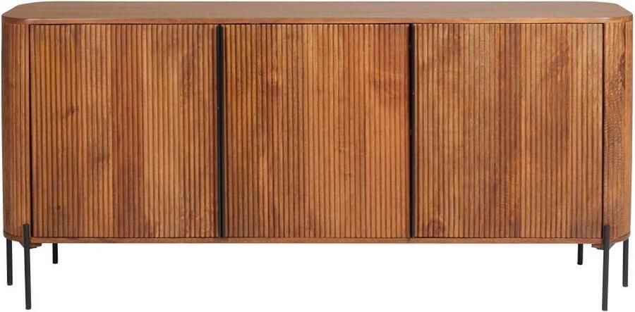 Vente-unique Buffetkast met 3 deurtjes van mangohout en metaal Naturel en zwart BALIMELA L 175.7 cm x H 80 cm x D 40.1 cm