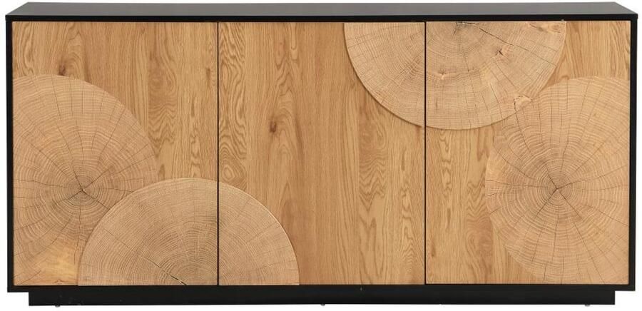 Vente-unique Buffetkast met 3 deurtjes van mdf Naturel en zwart YASMELIA L 170 cm x H 81 cm x D 40 cm - Foto 2