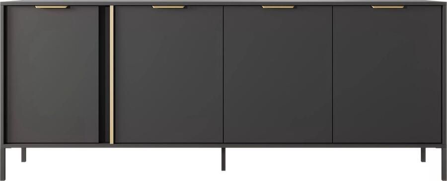 Vente-unique Buffetkast met 4 deuren Antraciet en goudkleurig PAVELI L 202.9 cm x H 81.4 cm x D 39.5 cm - Foto 2