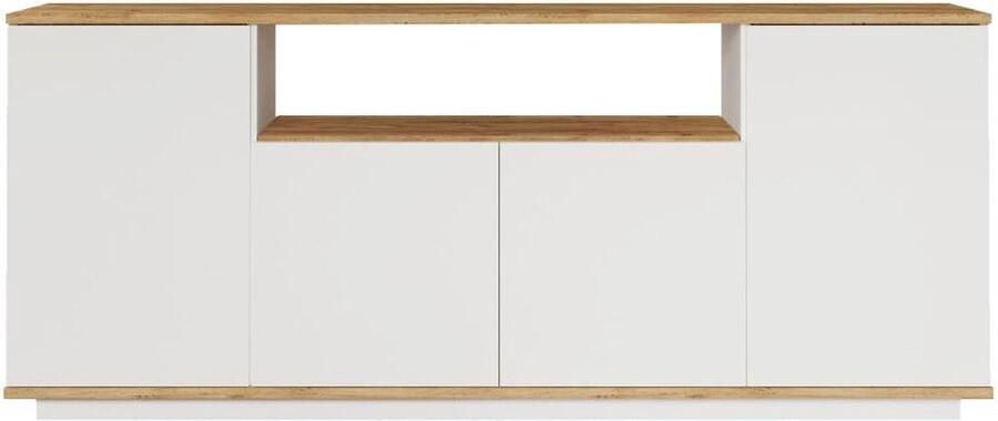 Vente-unique Buffetkast met 4 deuren en 1 plank Licht naturel en wit LOTULA L 180 cm x H 75 cm x D 44.5 cm - Foto 4