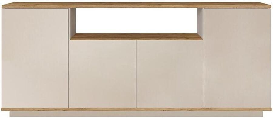 Vente-unique Buffetkast met 4 deurtjes en 1 plank Beige en naturel LOTULA L 180 cm x H 75 cm x D 44.5 cm