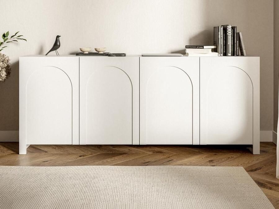 Vente-unique Buffetkast met 4 deurtjes van mdf Wit DELANYA L 204 cm x H 83 cm x D 35 cm