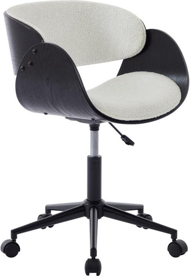 Vente-unique Bureaustoel Boucléstof en metaal Wit en zwart Verstelbare hoogte JELSA L 53 cm x H 85 cm x D 52 cm