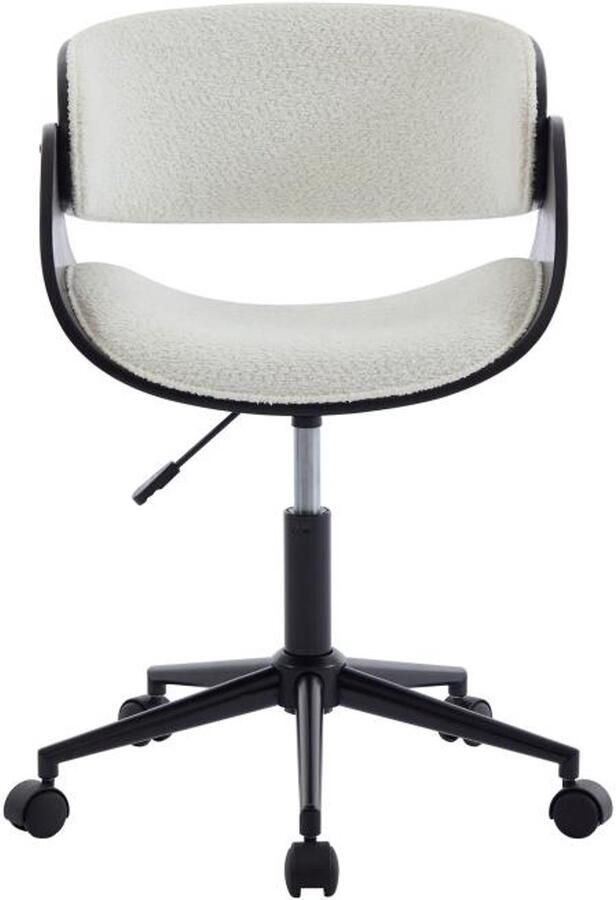 Vente-unique Bureaustoel Boucléstof en metaal Wit en zwart Verstelbare hoogte JELSA L 53 cm x H 85 cm x D 52 cm - Foto 2