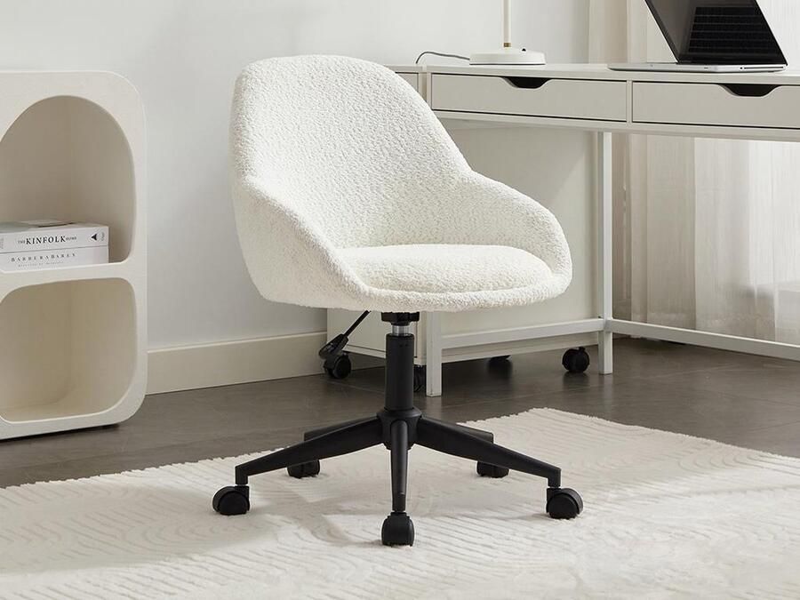 Vente-unique Bureaustoel Boucléstof Ivoorwit Verstelbare hoogte NAODY L 55 cm x H 88 cm x D 59.5 cm - Foto 2