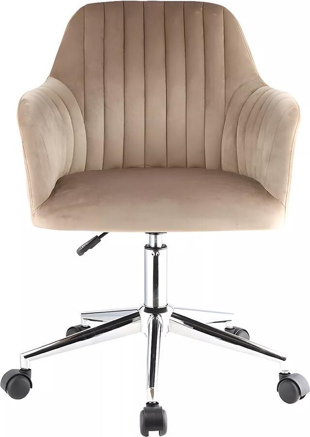 Vente-unique Bureaustoel ELEANA Fluweel Verstelbare hoogte Beige L 59 cm x H 89 cm x D 61.5 cm - Foto 2