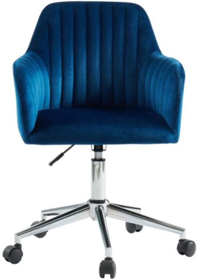 Vente-unique Bureaustoel ELEANA Fluweel Verstelbare hoogte Blauw L 59 cm x H 89 cm x D 61.5 cm