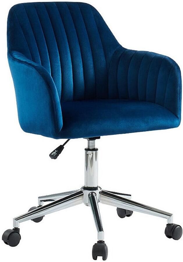 Vente-unique Bureaustoel ELEANA Fluweel Verstelbare hoogte Blauw L 59 cm x H 89 cm x D 61.5 cm - Foto 3