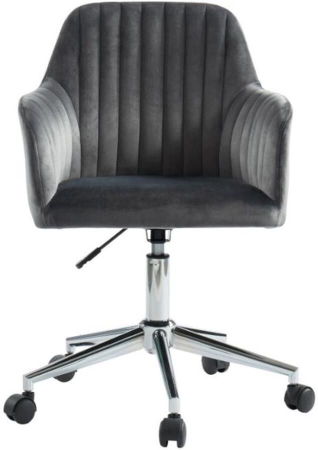 Vente-unique Bureaustoel ELEANA Fluweel Verstelbare hoogte Grijs L 59 cm x H 89 cm x D 61.5 cm