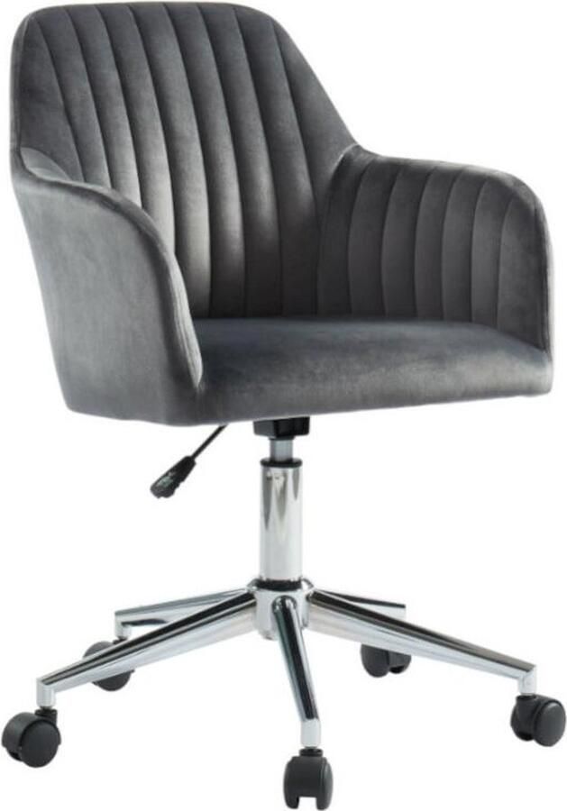 Vente-unique Bureaustoel ELEANA Fluweel Verstelbare hoogte Grijs L 59 cm x H 89 cm x D 61.5 cm - Foto 2