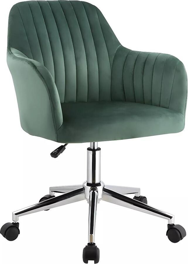 Vente-unique Bureaustoel ELEANA Fluweel Verstelbare hoogte Groen L 59 cm x H 89 cm x D 61.5 cm