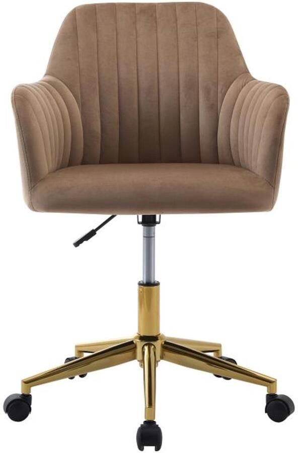 Vente-unique Bureaustoel Fluweel Beige en goudkleurig Verstelbare hoogte ELEANA L 59 cm x H 89 cm x D 61.5 cm - Foto 2