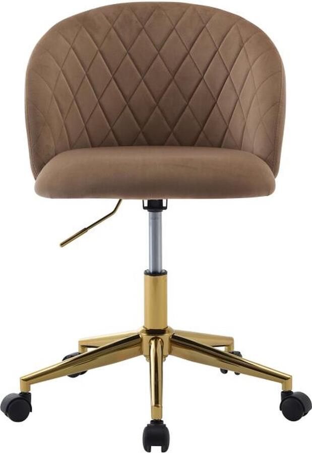 Vente-unique Bureaustoel Fluweel Beige en goudkleurig Verstelbare hoogte PORIANI L 54 cm x H 84 cm x D 55.5 cm