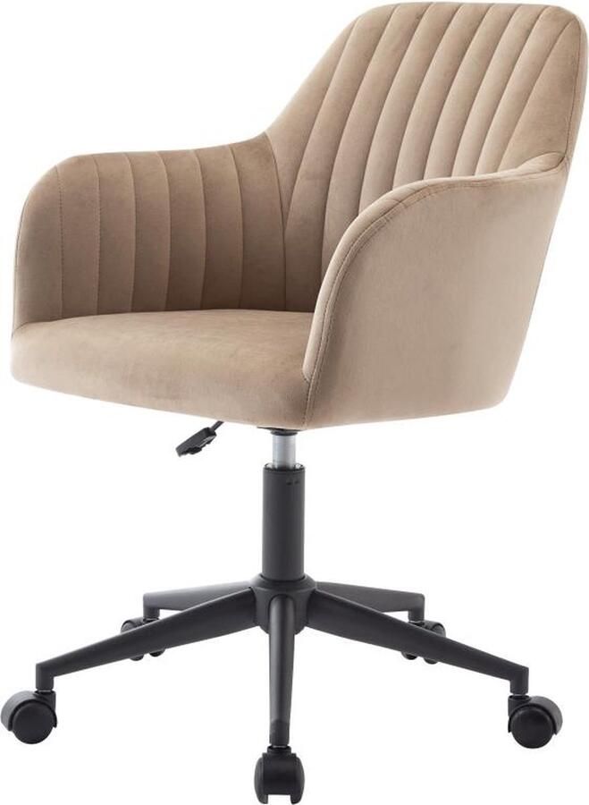 Vente-unique Bureaustoel Fluweel Beige en zwart Verstelbare hoogte ELEANA L 59 cm x H 89 cm x D 61.5 cm