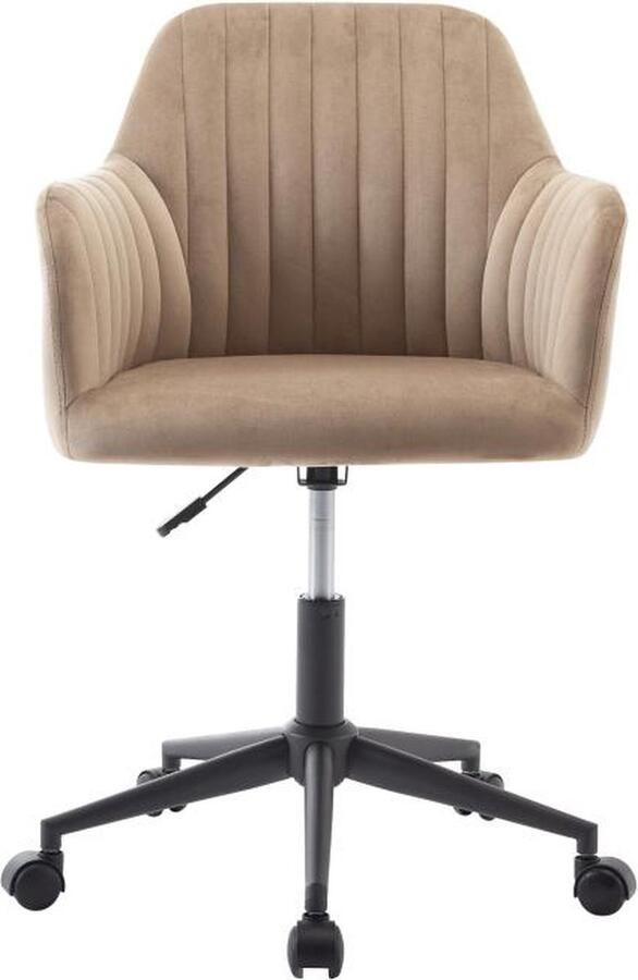 Vente-unique Bureaustoel Fluweel Beige en zwart Verstelbare hoogte ELEANA L 59 cm x H 89 cm x D 61.5 cm - Foto 2