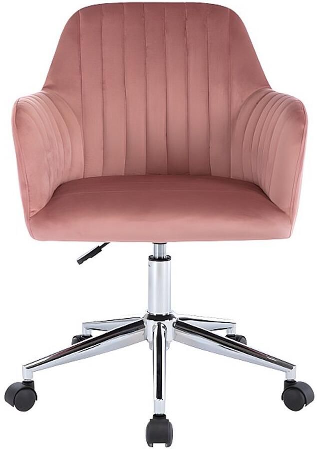 Vente-unique Bureaustoel Fluweel Roze In hoogte verstelbaar ELEANA L 59 cm x H 89 cm x D 61.5 cm