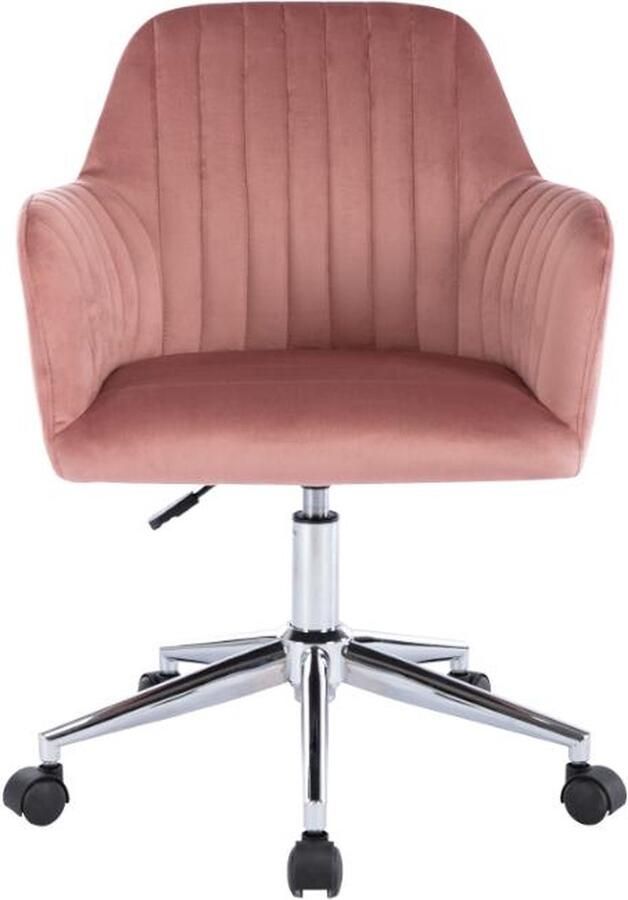 Vente-unique Bureaustoel Fluweel Roze In hoogte verstelbaar ELEANA L 59 cm x H 89 cm x D 61.5 cm - Foto 2