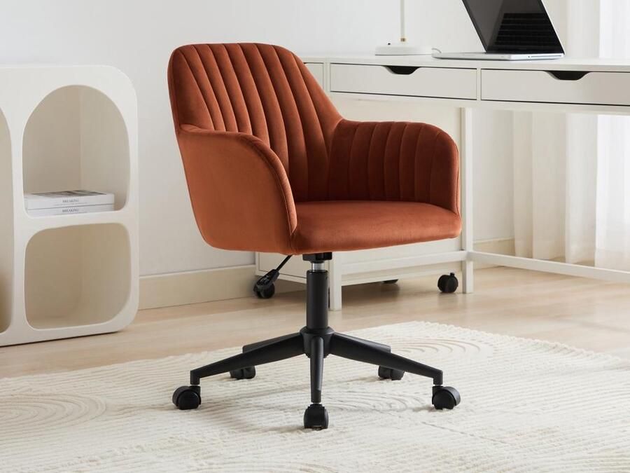 Vente-unique Bureaustoel Fluweel Terracotta en zwart Verstelbare hoogte ELEANA L 59 cm x H 89 cm x D 61.5 cm - Foto 2