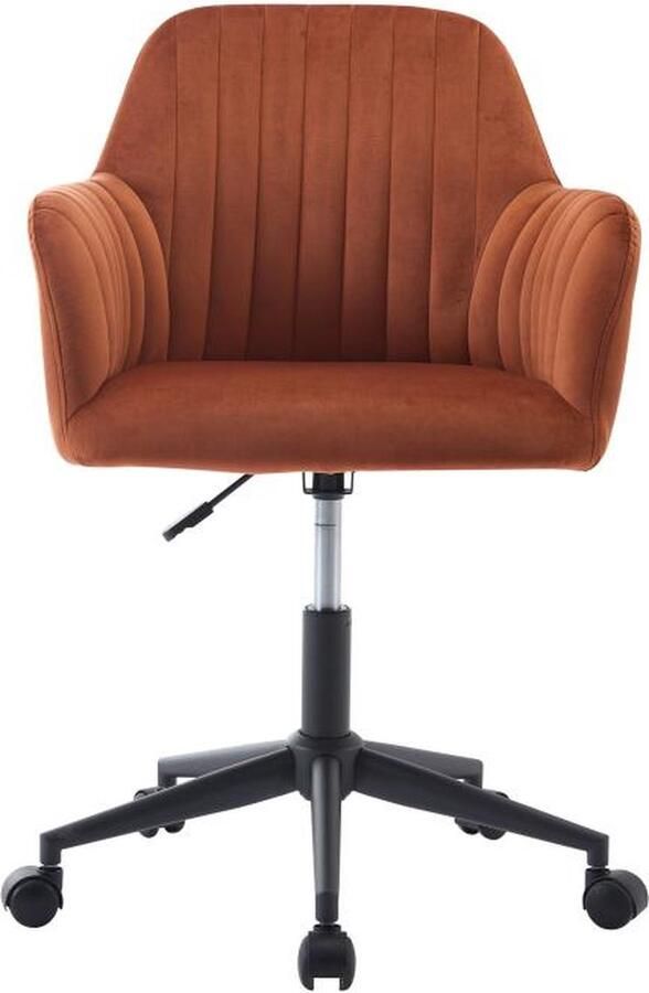 Vente-unique Bureaustoel Fluweel Terracotta en zwart Verstelbare hoogte ELEANA L 59 cm x H 89 cm x D 61.5 cm