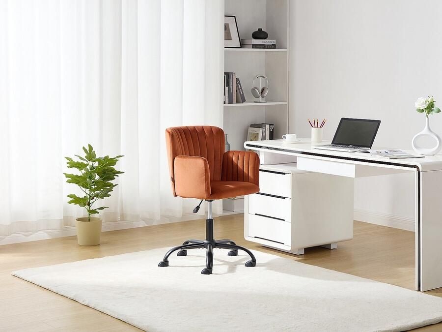 Vente-unique Bureaustoel Fluweel Terracotta Verstelbare hoogte TOARA L 53 cm x H 87 cm x D 54 cm - Foto 2