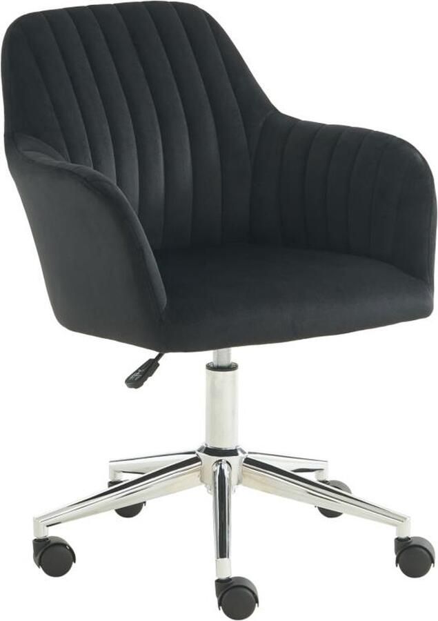 Vente-unique Bureaustoel Fluweel Zwart Verstelbare hoogte ELEANA L 59 cm x H 79.5 cm x D 61.5 cm
