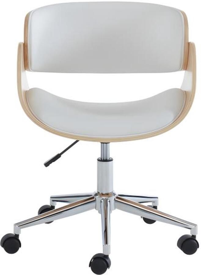 Vente-unique Bureaustoel JELSA Verstelbare hoogte Kunstleer en verchroomd metaal Eiken en Wit L 53 cm x H 85 cm x D 52 cm - Foto 2
