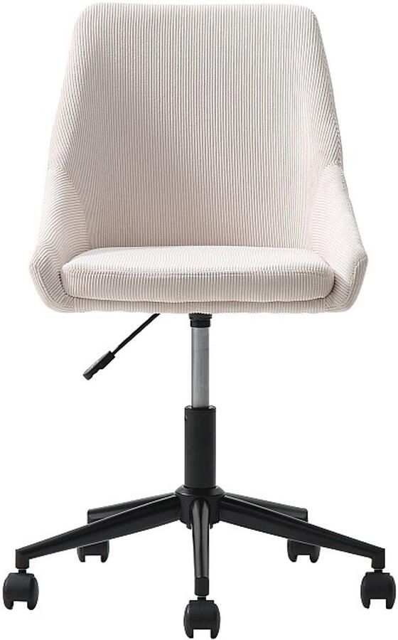 Vente-unique Bureaustoel Ribfluweel Crèmewit en zwart Aanpasbare hoogte MASURIE L 51 cm x H 91 cm x D 58 cm