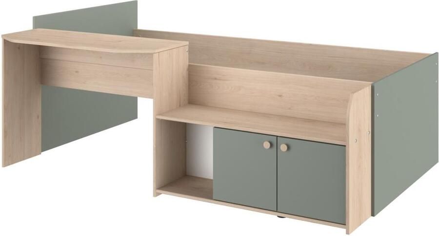 Vente-unique Gecombineerd bed 90 x 190 200 cm naturel en groen MIVONA L 136 cm x H 75.2 cm x D 203 cm - Foto 2