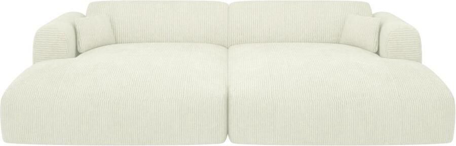 Vente-unique Comfortabele driezitsbank met diepe zitting van gebroken witte ribfluweel met fijne ribbels POGNI van Maison Céphy - Foto 2