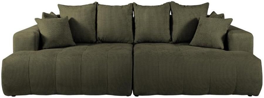Vente-unique Comfortabele vierzitsbank met diepe zitting van groene stof met textuur MOTINO L 272 cm x H 102 cm x D 140 cm