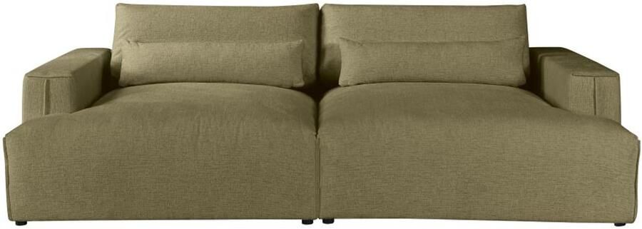 Vente-unique Comfortabele vierzitsbank met diepe zitting van kakigroene stof met textuur COLYSA