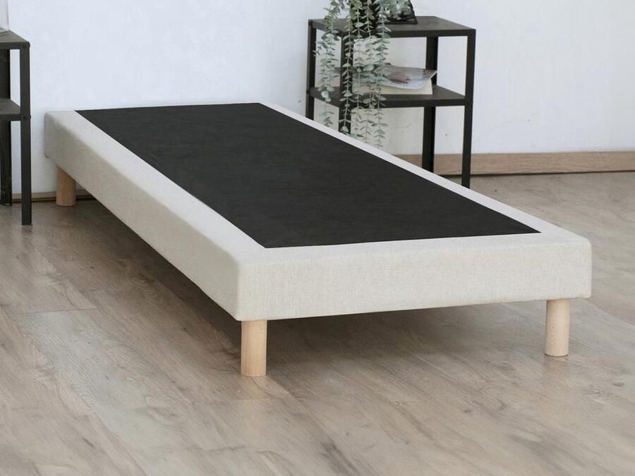 Vente-unique Decoratieve gewatteerde bedbodem 90 x 190 Beige KOZANI van YSMÉE L 190 cm x H 23 cm x D 90 cm