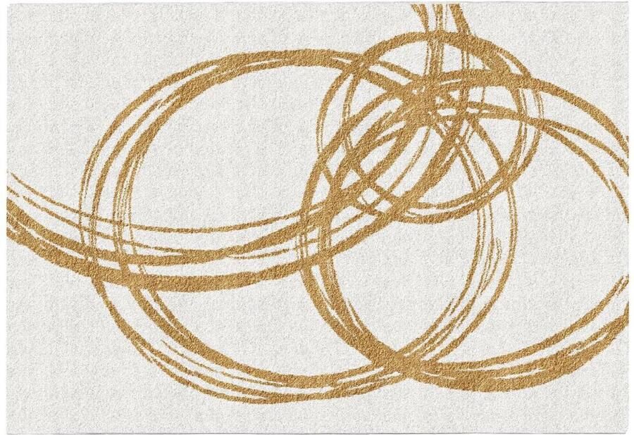 Vente-unique Design-tapijt met cirkelmotieven 160 x 230 cm Wit en goudkleurig LEINA L 230 cm x H 0.9 cm x D 160 cm