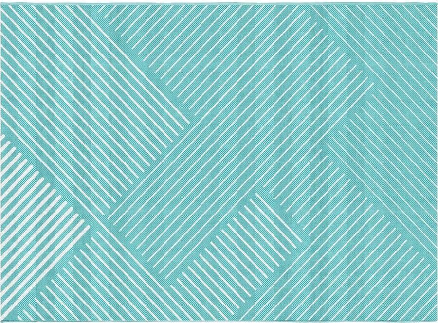 Vente-unique Design-tapijt voor binnen of buiten met geometrische motieven 150 x 200 cm Blauw RIVIERA L 200 cm x H 0.6 cm x D 150 cm