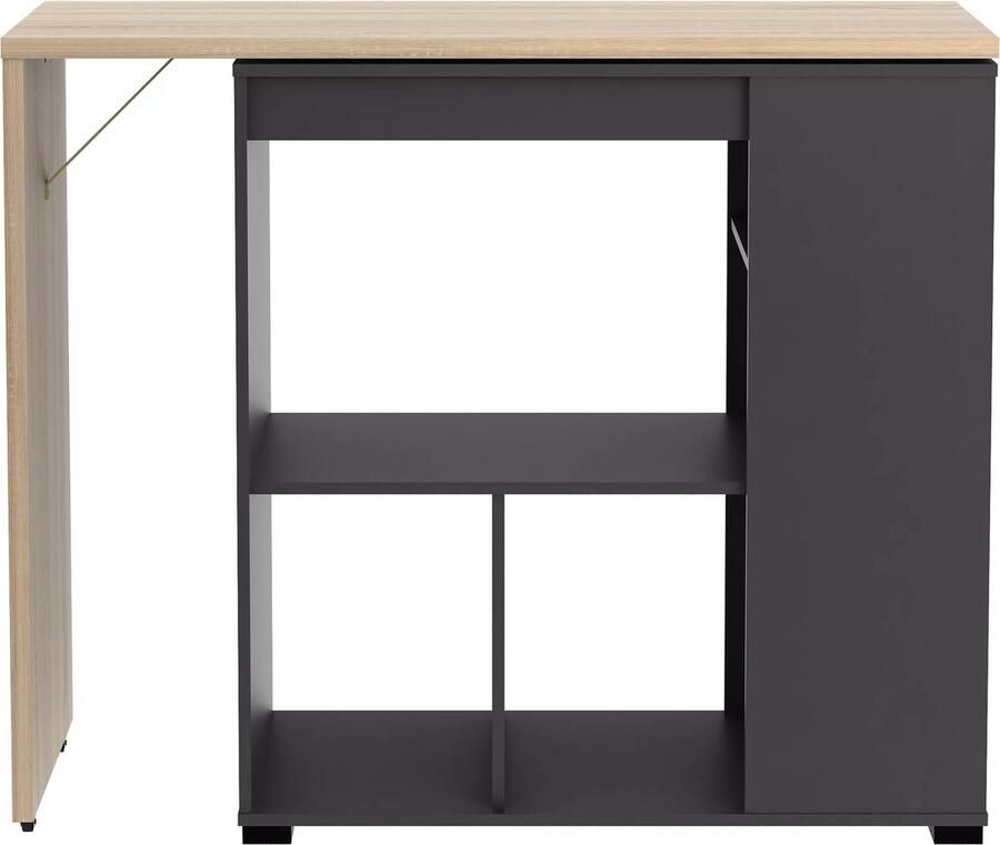 Vente-unique Draaibaar barmeubel met opbergruimte Naturel en antraciet SATURNE L 172 cm x H 100 cm x D 39.6 cm - Foto 2