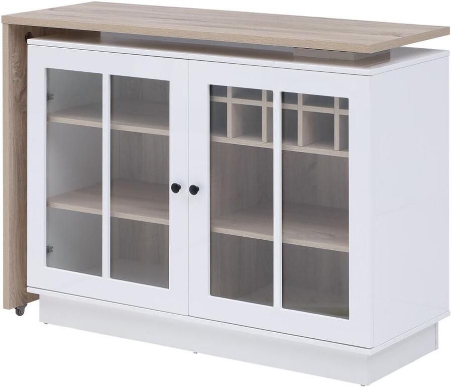 Vente-unique Draaibaar barmeubel met opbergruimte Wit en naturel ARAMETA L 245 cm x H 95 cm x D 45 cm - Foto 2