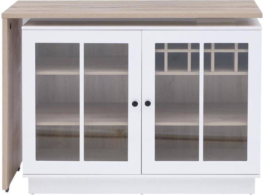 Vente-unique Draaibaar barmeubel met opbergruimte Wit en naturel ARAMETA L 245 cm x H 95 cm x D 45 cm