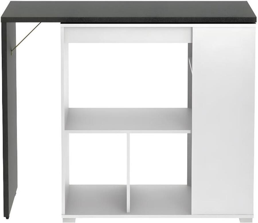 Vente-unique Draaibaar barmeubel SATURNE Wit en beton L 172 cm x H 100 cm x D 39.6 cm - Foto 2