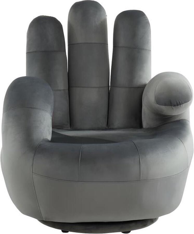 Vente-unique Draaibare fauteuil hand CATCHY van fluweel Antraciet L 82 cm x H 89 cm x D 78 cm
