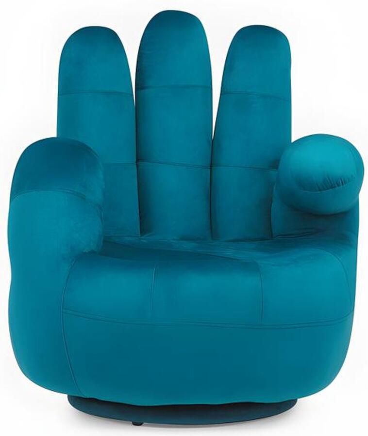 Vente-unique Draaibare fauteuil hand CATCHY van fluweel Eendenblauw L 82 cm x H 89 cm x D 78 cm