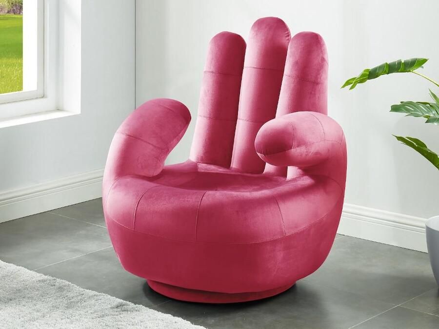 Vente-unique Draaibare fauteuil hand CATCHY van fluweel Fuchsia L 82 cm x H 89 cm x D 78 cm - Foto 2