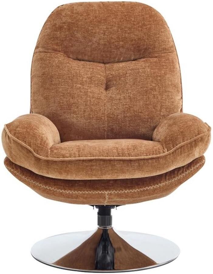 Vente-unique Draaibare fauteuil van mosterdgele getextureerde stof ILMACA