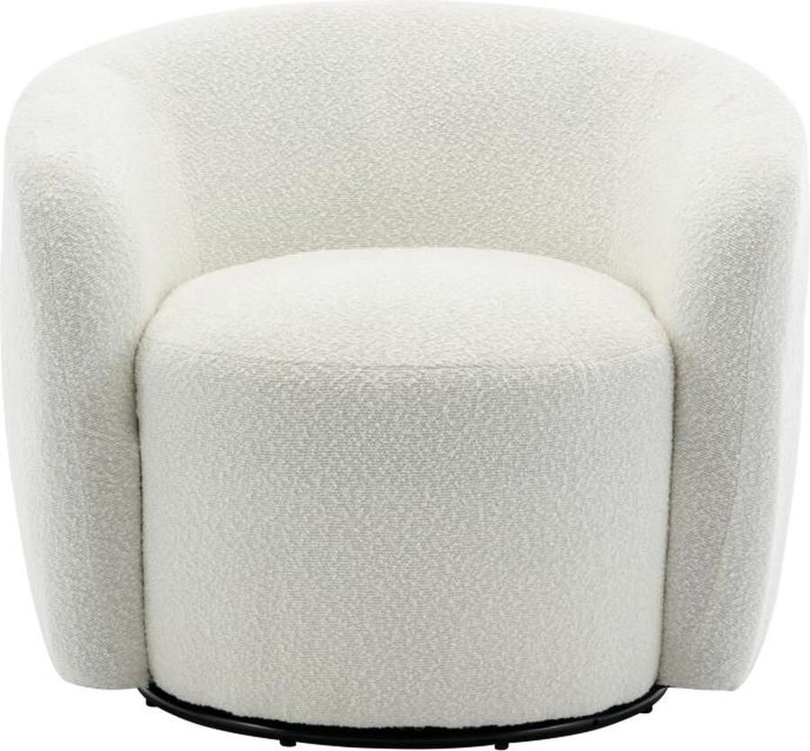Vente-unique Draaibare fauteuil van witte boucléstof VEREIDE L 80 cm x H 67 cm x D 76 cm