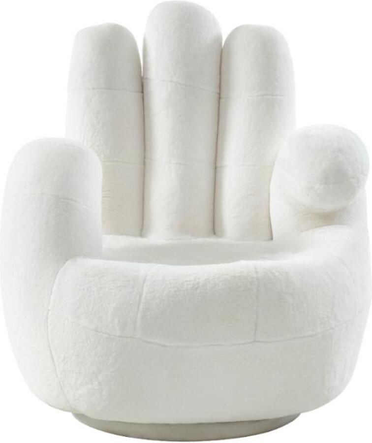Vente-unique Draaiende fauteuil van imitatiebont CATCHY Wit L 82 cm x H 89 cm x D 78 cm