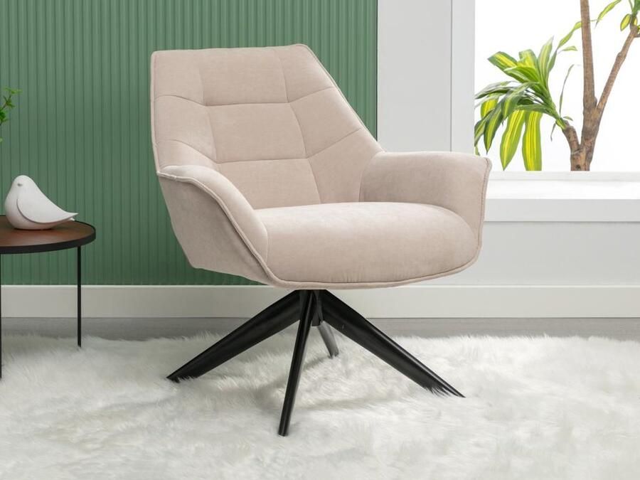Vente-unique Draaifauteuil van beige stof CANATO L 87 cm x H 85 cm x D 83 cm - Foto 2