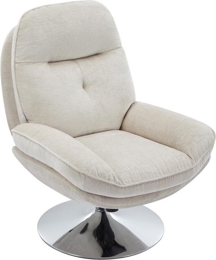 Vente-unique Draaifauteuil van beige stof met textuur ILMACA L 78 cm x H 99 cm x D 90 cm
