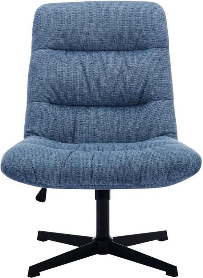 Vente-unique Draaifauteuil van blauwe gechineerde stof SELENDO L 68 cm x H 104 cm x D 77 cm